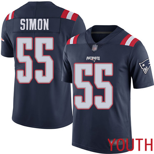 New England Patriots Football #55 Rush Vapor Untouchable Limited Navy Blue Youth John Simon NFL Jersey->youth nfl jersey->Youth Jersey